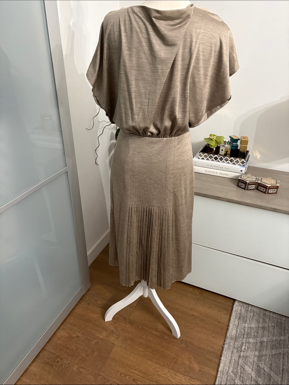 Akris Beige/Tan Pleated Midi Dress - Picture 8 of 14